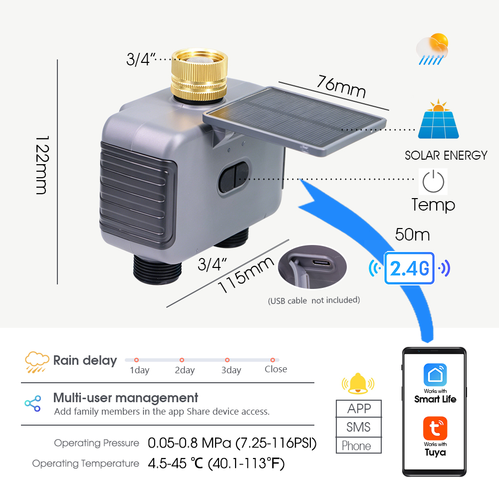 Tuay Smart Solar 2-Zone Wateri - Smart Garden Hose review and price